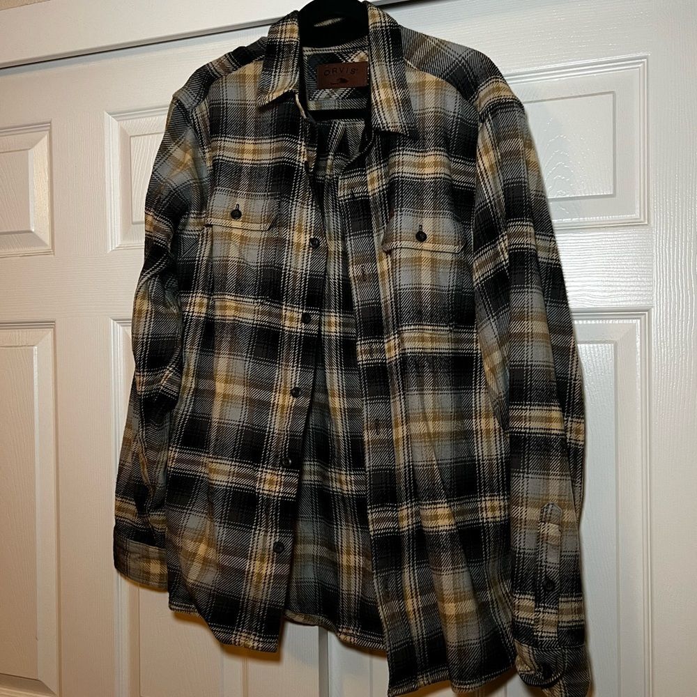 Orvis Men's Plaid Shirt Jacket - Black and Tan